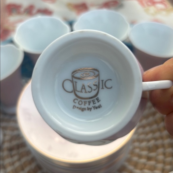 Elegant Vintage Pink and Gold espresso Cup Set set of 12. Designed by Yedi. - Picture 6 of 7